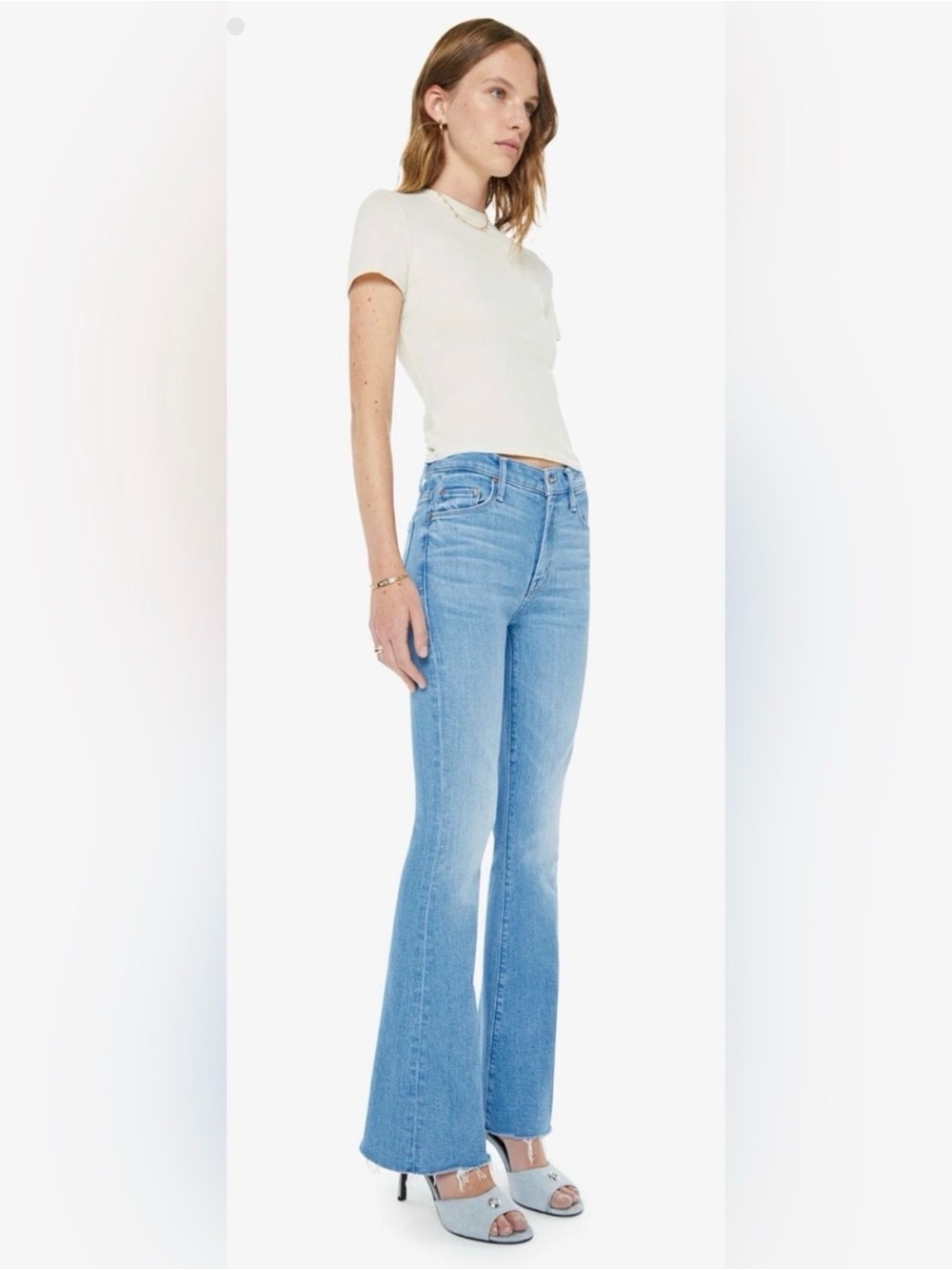 MOTHER Light Blue High-Rise Flare Jeans